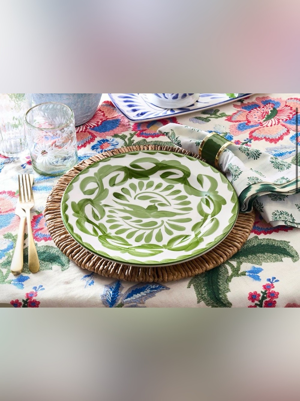 Pottery Barn Puebla Porcelain Dinner Plates - Set Of 4 NWT